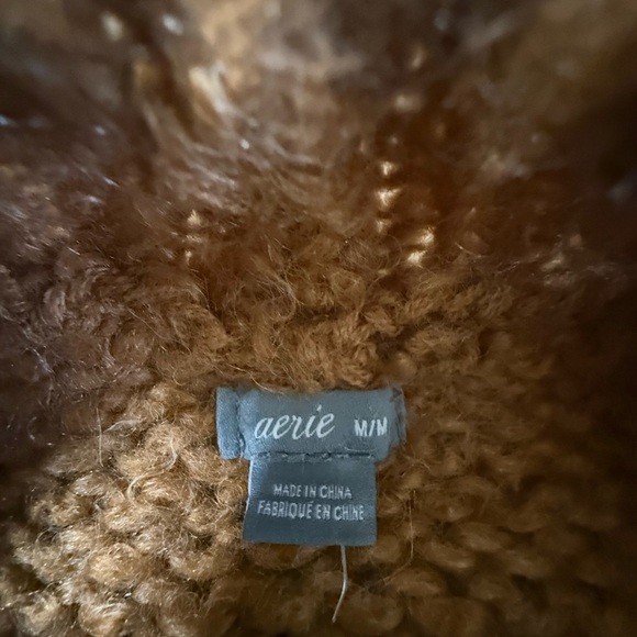 Aerie brown with pink stripes chunky, oversized, cozy knit sweater s size medium - Picture 2 of 6